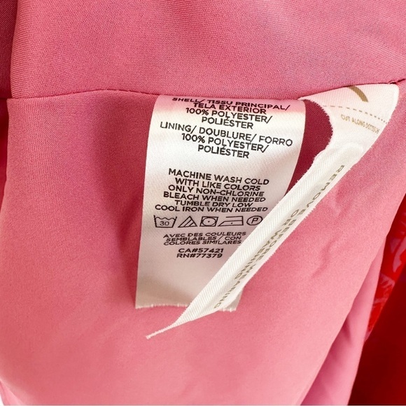 Ann Taylor Womens Small Pink Red Short Sleeve Cinched Waist Dress - Picture 5 of 7